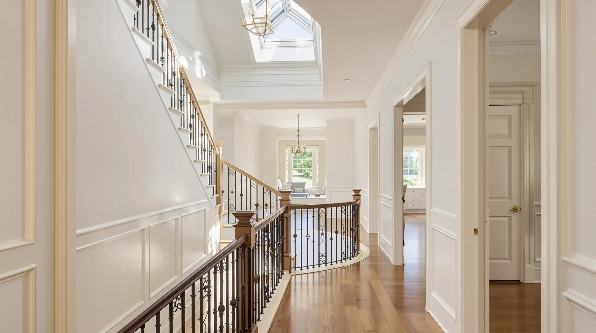 Elegant Nashville home hallway and staircase with fresh paint — professional interior painting by Alan Robinson Painting